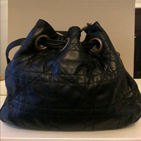 Dior Handbags - Christian Dior Black Quilted Drawstring Bag